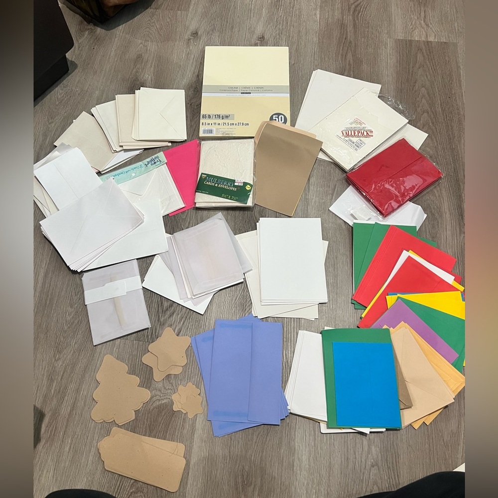 Assorted Colorful Cardstock and Envelopes Set